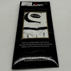 Vtg AMF Golf Glove Mens Large White Cabretta Leather Left Handed Coolmax Soft